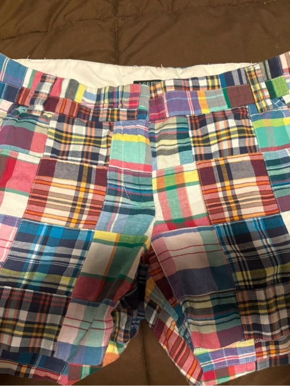 J. Crew Multicolor Plaid Shorts with Blue and Pink Accents